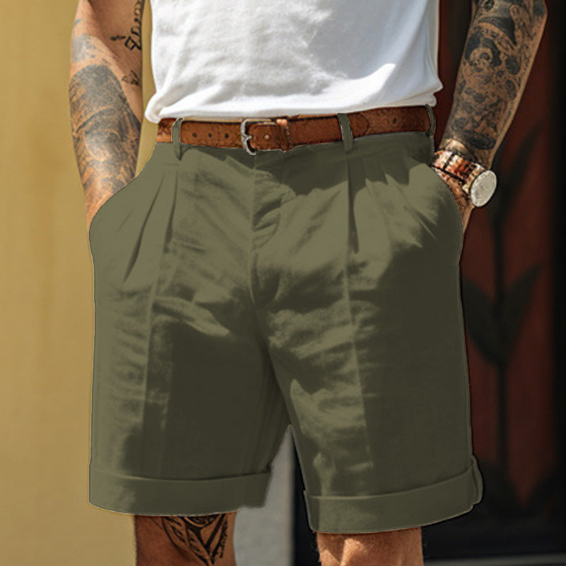 Men's Pleated Pocket Straight Leg Shorts