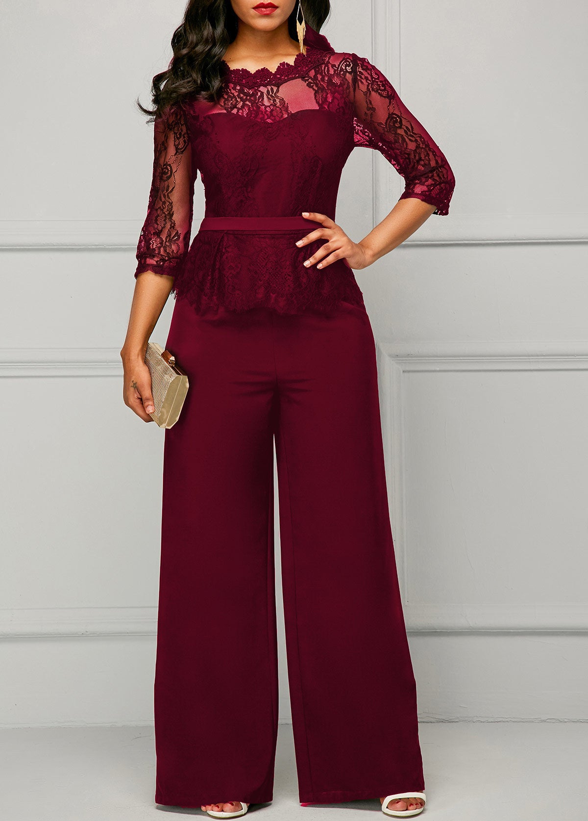 Straight Women's High Waist Lace Jumpsuit New