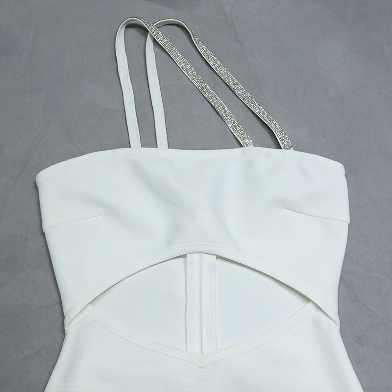 Cutout Slanted Shoulder Tube Top Dress