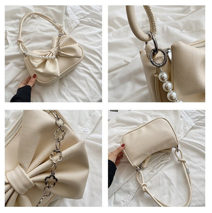 Niche Crossbody Texture Chain Bow Shoulder Bag