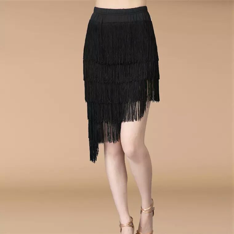 Color Irregular Fringe Skirt