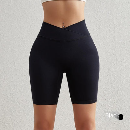 Cross Waist Yoga Shorts High Waist Belly Contracting