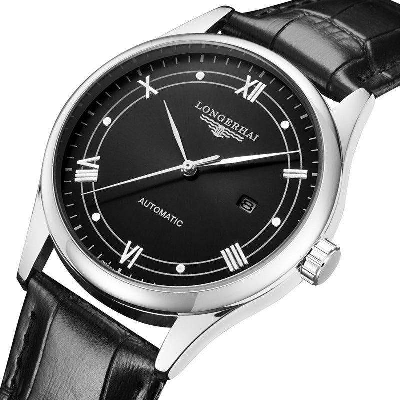 Leather Belt Black And White Quartz Watch Men