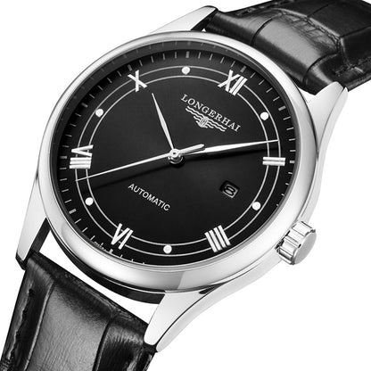 Leather Belt Black And White Quartz Watch Men