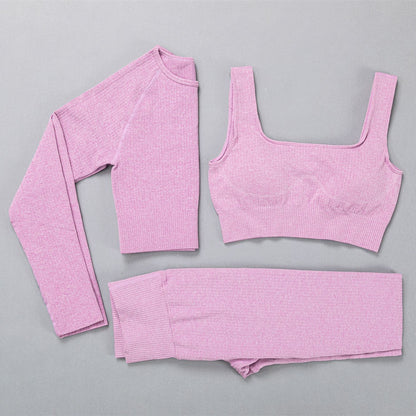 Yoga Clothes Suit Sportswear Jacquard High Elastic Casual