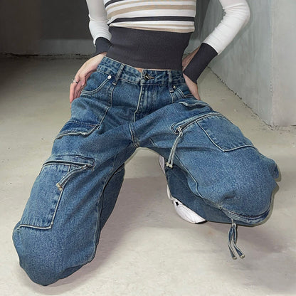 Trend Straight Leg Multi-pocket Jeans Design