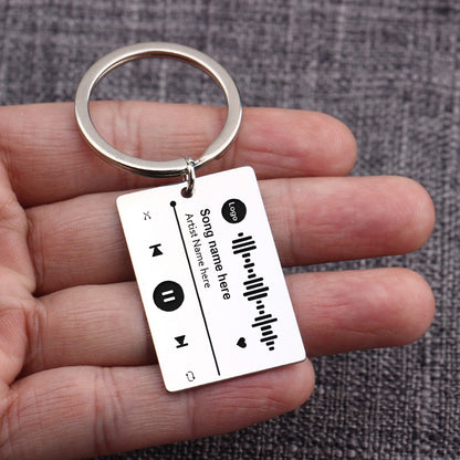 Personalized DIY Custom Music Scan Code Keychain Stainless Steel