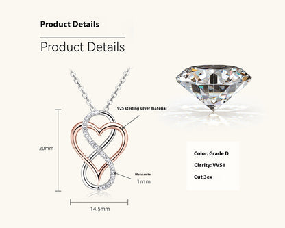 Heart-shaped Design Pendant High-grade Double-layer Twin Clavicle Chain