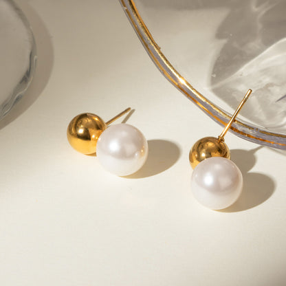 Nautica Dome Pearl Earrings