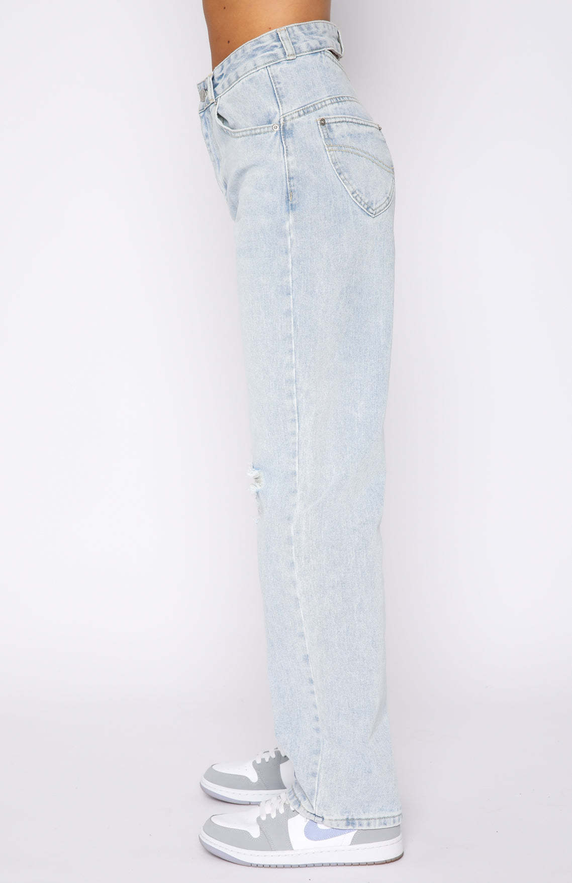 Plain Wash Solid Straight Denim Trousers