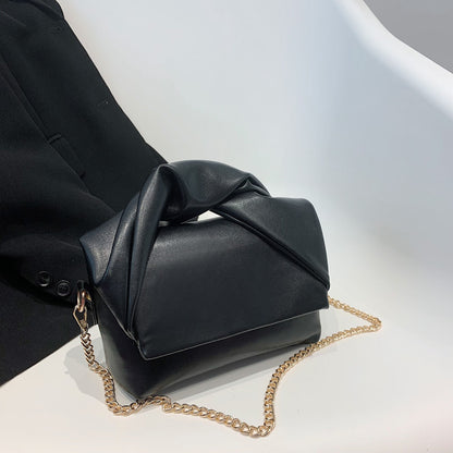 Bow Pleated Portable Small Square Shoulder Messenger Bag