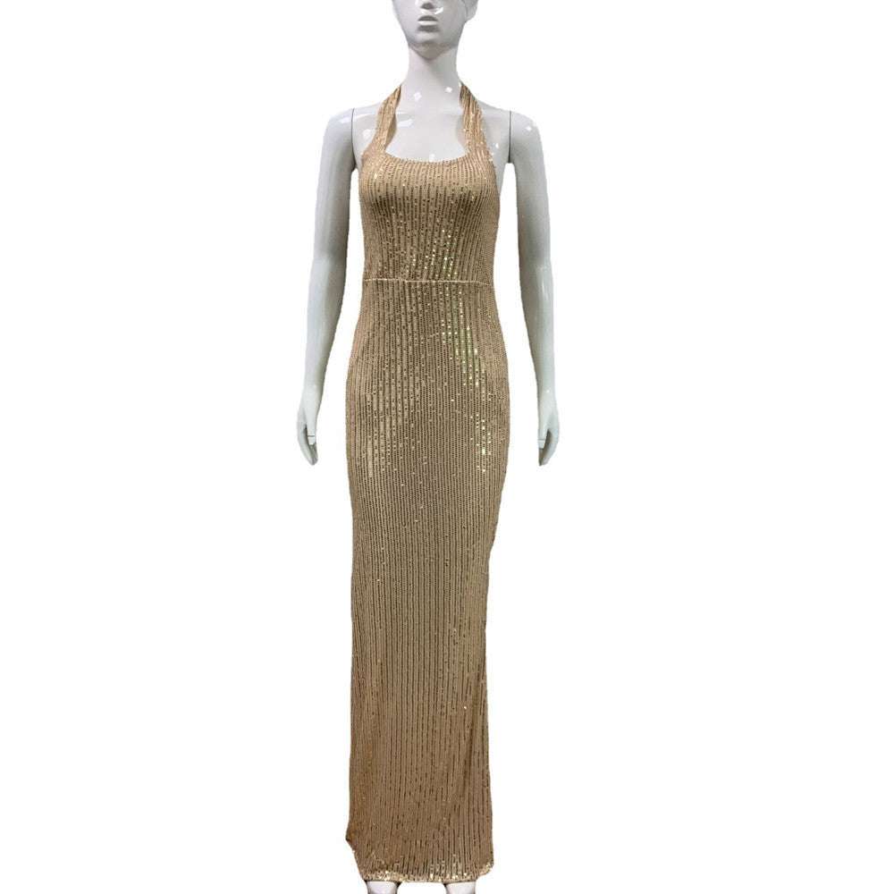 Split Sequins Dress Evening Long Dress