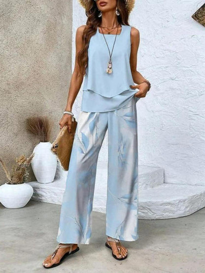 Women's Sleeveless Double Layer Vest Pants Suit