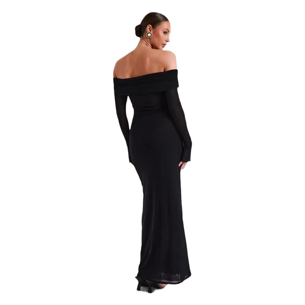 Off-neck Backless Private Clothing Socialite Dress