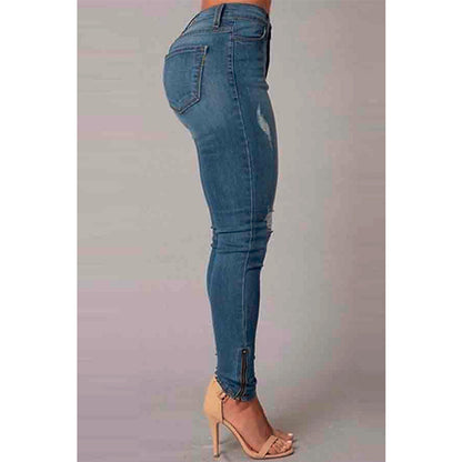 Women's Jeans Ankle Banded Slim Fit Hip Raise Jeans