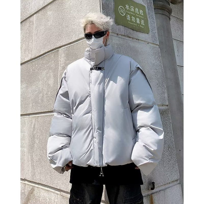 High Street Solid Color Short Thickened Cotton Padded Coat