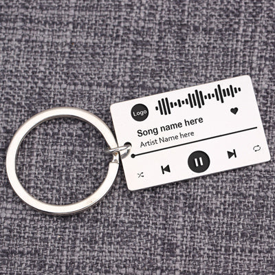 Personalized DIY Custom Music Scan Code Keychain Stainless Steel