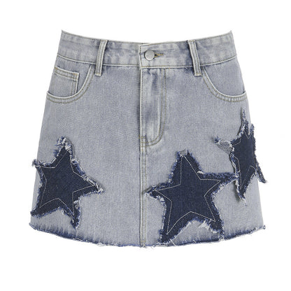 Fashion Personality Black Denim Skirt Women