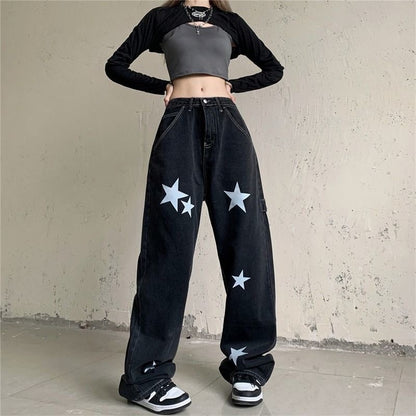 Straight Version Of The Retro High Waist Wide Leg Dad Long Pants