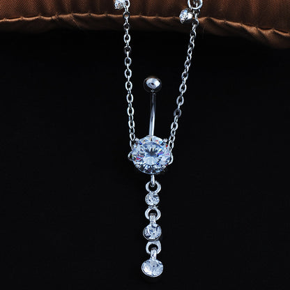 Fashion Navel Waist Chain Zircon Pendant Belly Ring