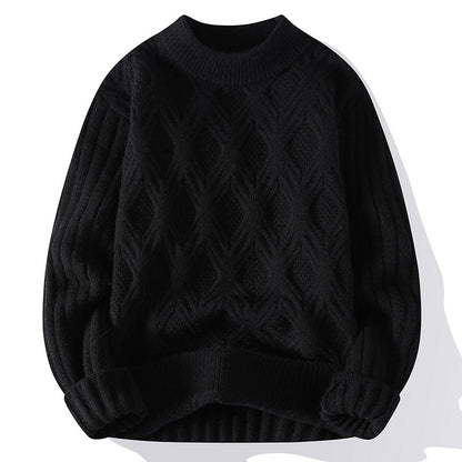 Men's Fashion Casual Solid Color Twisted Sweater