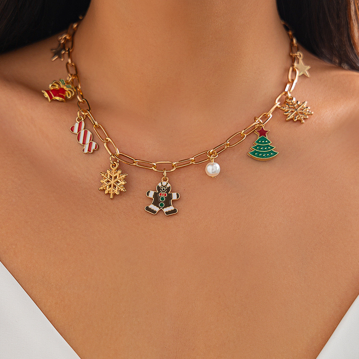 Christmas Fashion Bell Tree Necklace