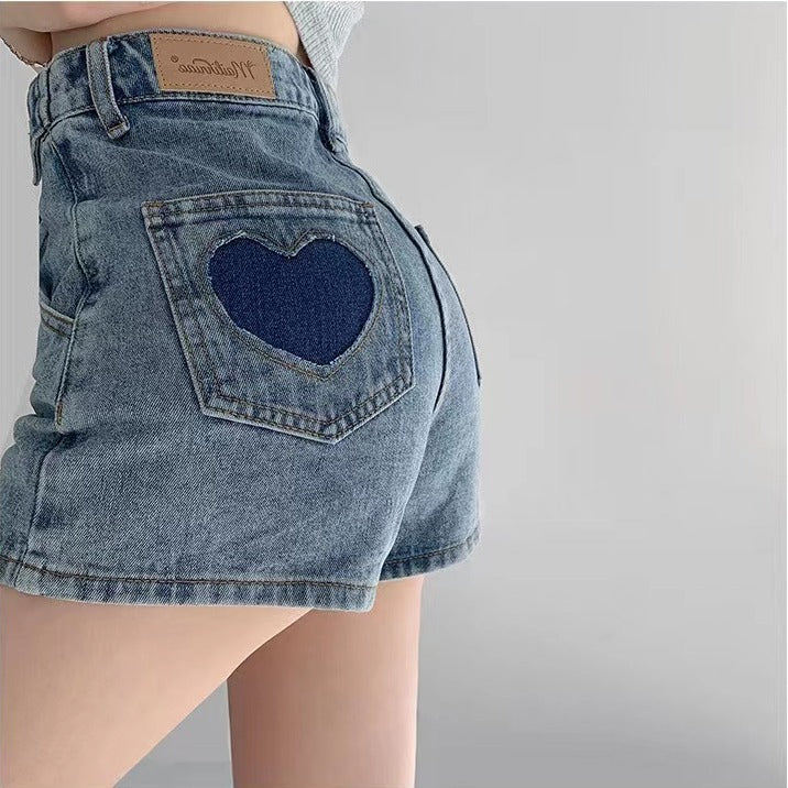 Retro Ins Street Love A-line Denim Shorts