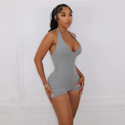 Deep V-neck Backless High Waist Tight Jumpsuit