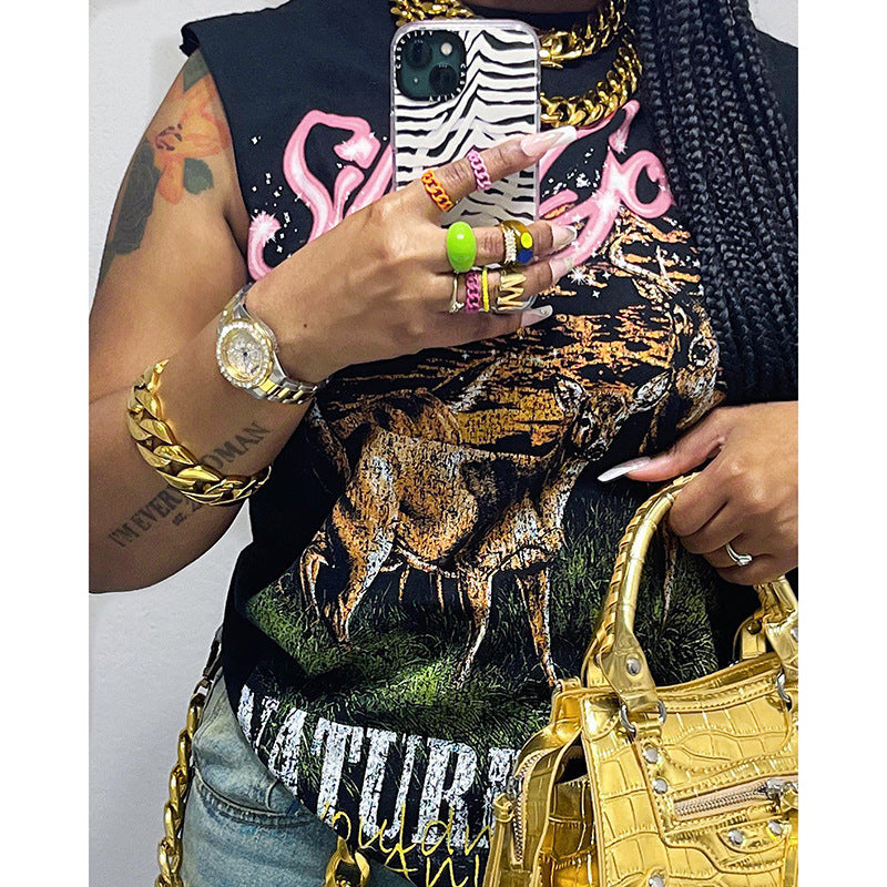 Street Fashion Printed Vest T-shirt