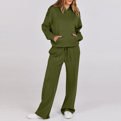 Women's Wear Long Sleeve Pocket Drawstring Suit