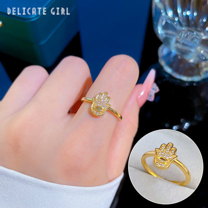 Elegant High-grade Zircon Super Ring Female Opening Adjustable