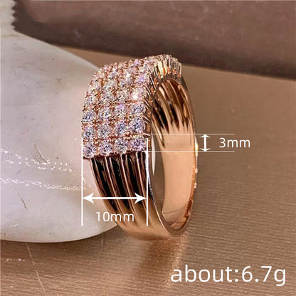 Inlaid Zircon Female Shiny Ring Geometry