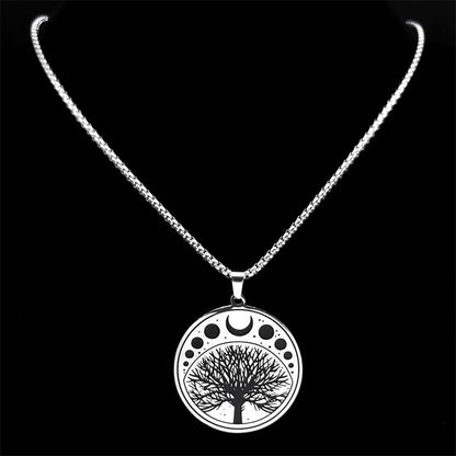 Round Stainless Steel Tree Of Life Pendant