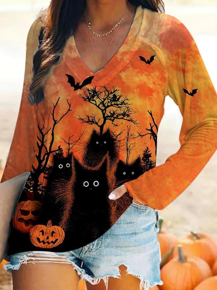 Long Sleeve Top T-shirt Versatile Halloween