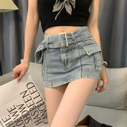 Versatile High-waisted Skinny Denim Skirt