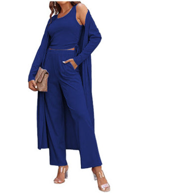 Women's Home Pajamas Long-sleeved Cardigan Trousers Suit