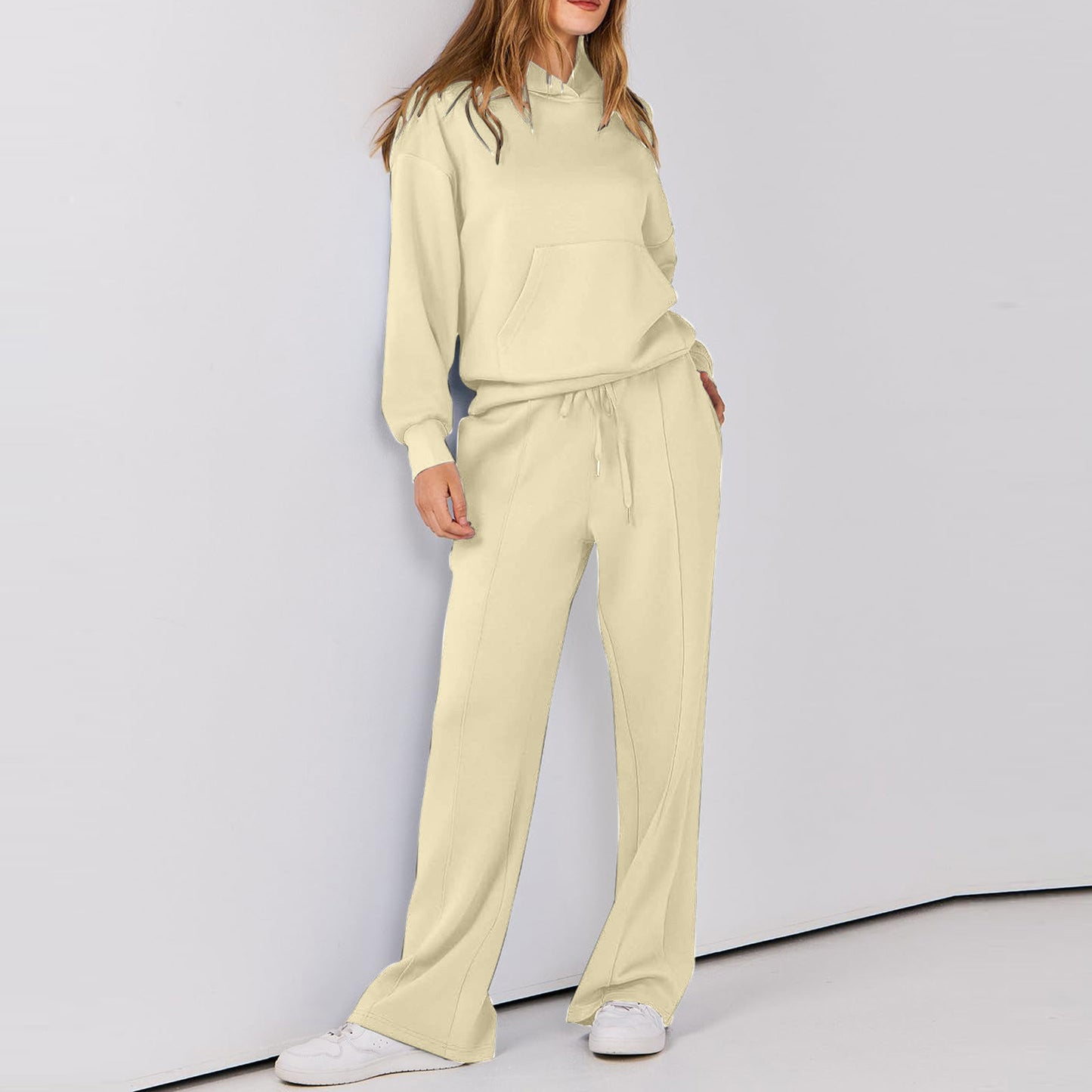 Women's Wear Long Sleeve Pocket Drawstring Suit