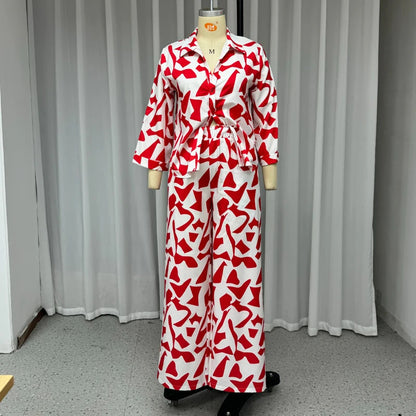 New Women's Clothing Printed Two-piece Suit