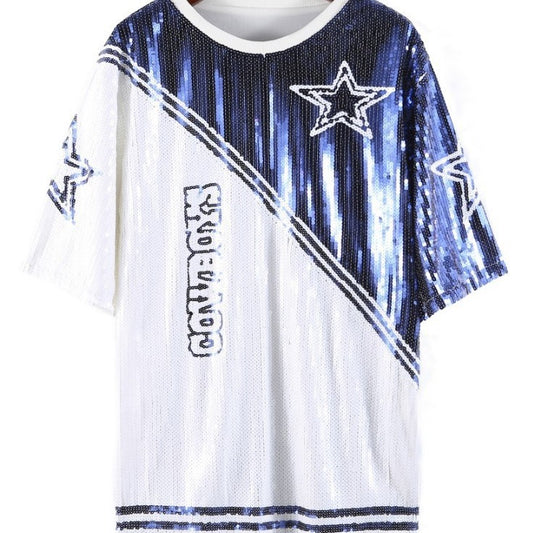 Five-pointed Star Sequin T-shirt Sequined Shirt