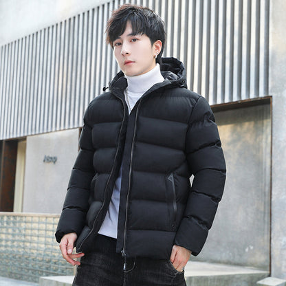 Cotton-padded Coat Men's Hooded Autumn And Winter Fleece-lined