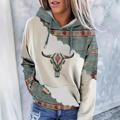 FallWinter Hoodie Ethnic Print