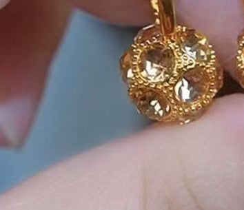 Fashion Brown Rhinestone Ball Earrings Female Niche