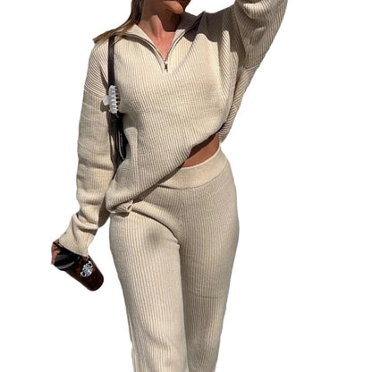 Comfortable Lapel Long Sleeve Straight-leg Pants Women's Suit