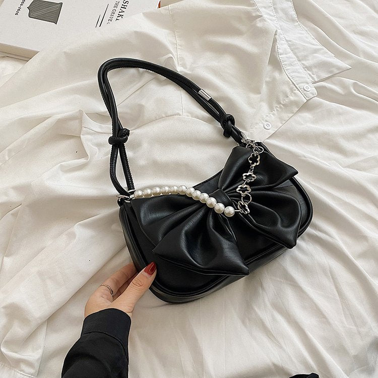 Niche Crossbody Texture Chain Bow Shoulder Bag