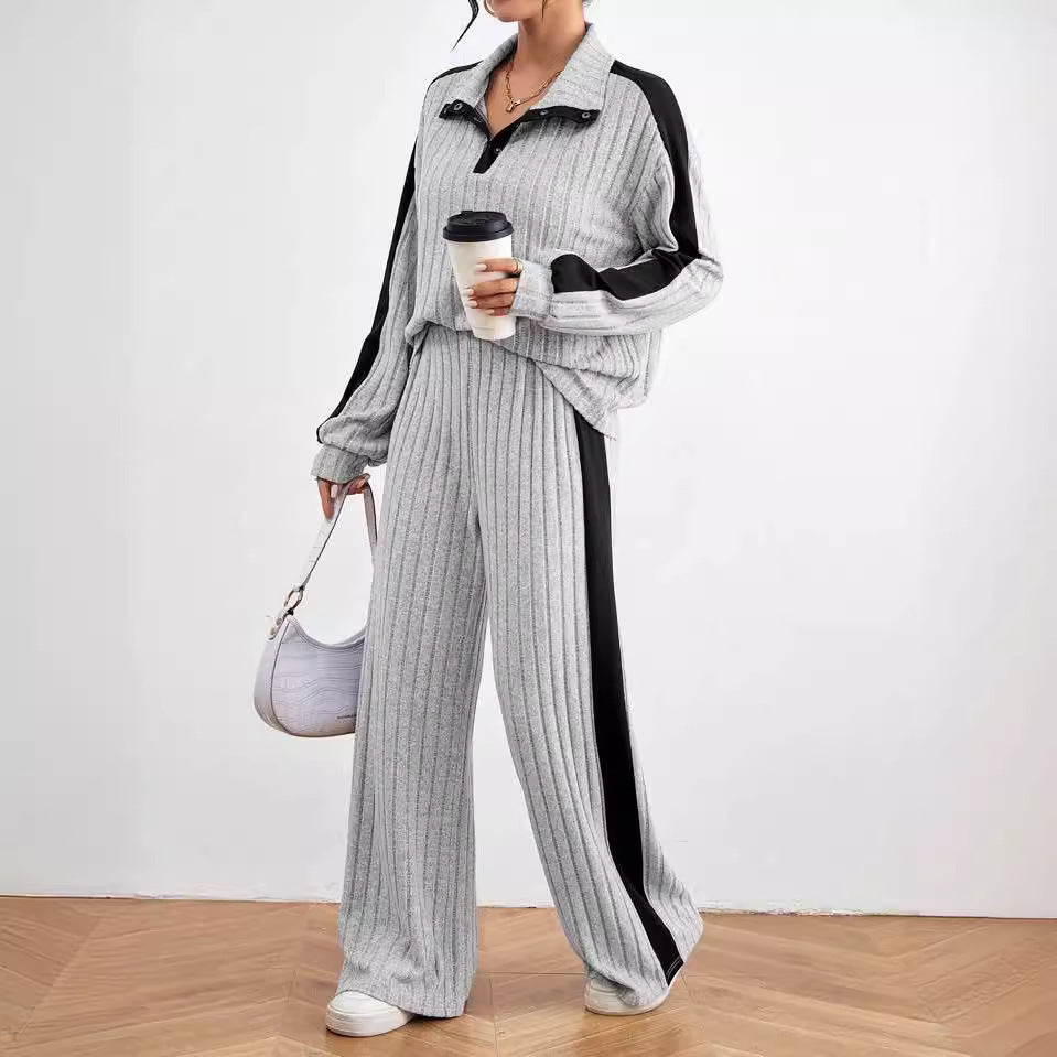 Casual Knitted High-end Design Clothes Two-piece Suit