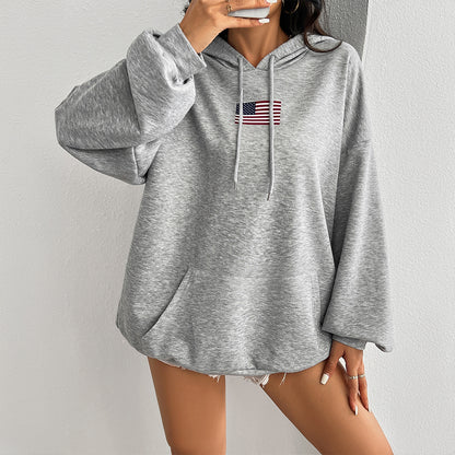 Pocket Lace-up Hooded Sweaters Women's Clothing