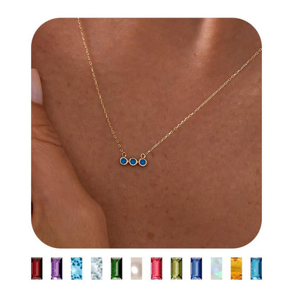 Birthstones Pendant Necklace Colorful Fashion