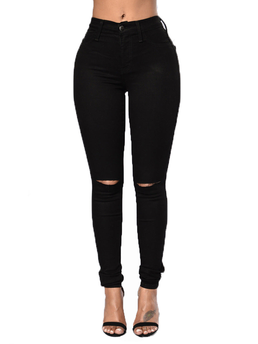 Women's Bag Buttocks Ripped Pencil Jeans