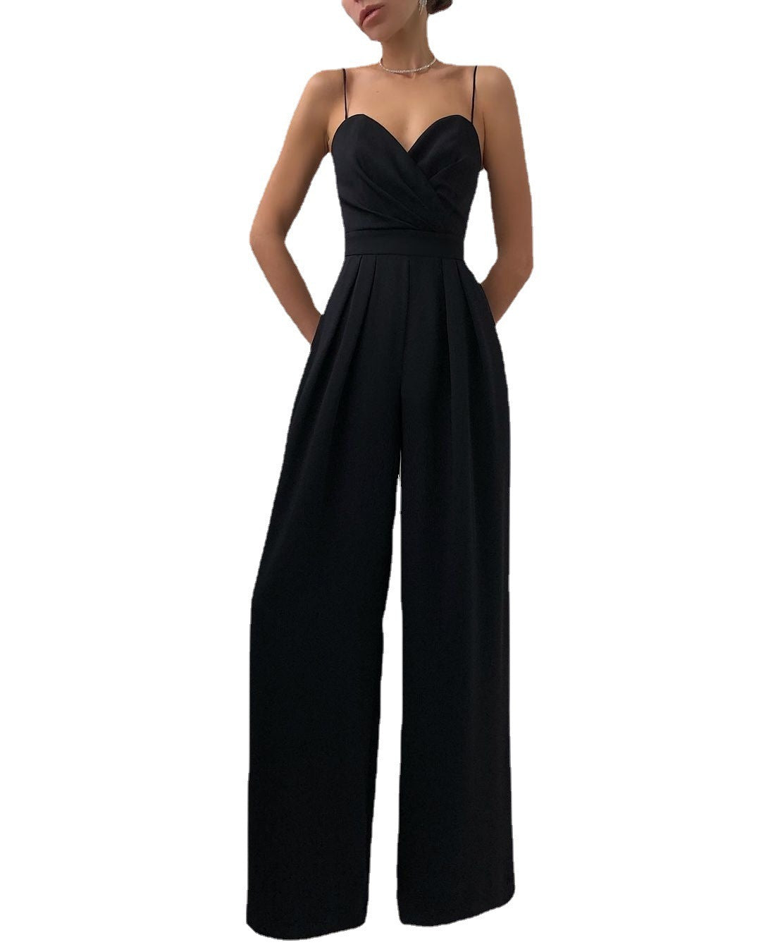 Sling Waist-tight Straight Mop Floor Minimalist Sleeveless Jumpsuit