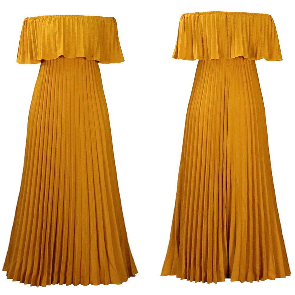 Women's Off-shoulder Pleated Dress